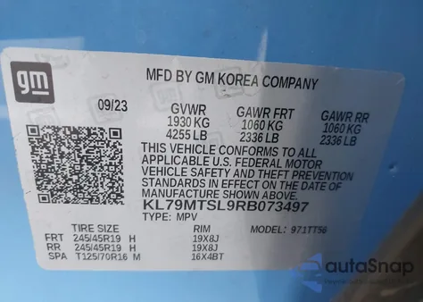 2024 Chevrolet Trailblazer Fwd Rs from USA, damaged, VIN KL79MTSL9RB073497